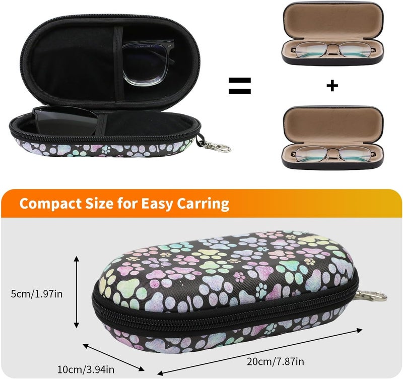 FlyingMage Store Double Eyeglasses Case, Hard Shell Dual Sunglasses Organizer with Zipper Clip Travel Glasses Storage for Women Men - Image 5